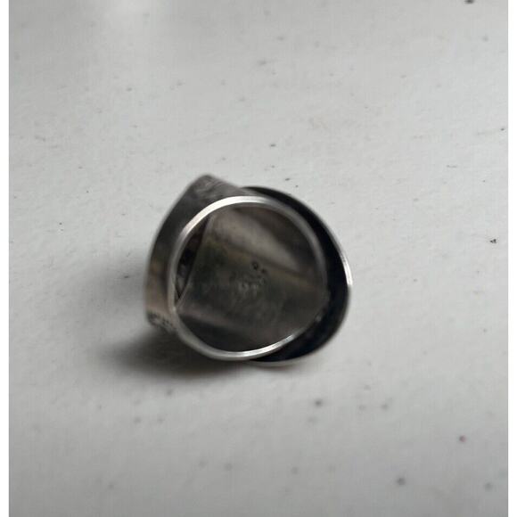Onyx And Silver Navajo Native American Ring Size 8-1/4  Navajo Sterling Silver Ring Black Onyx QT Signed Southwest Women’s Size 6